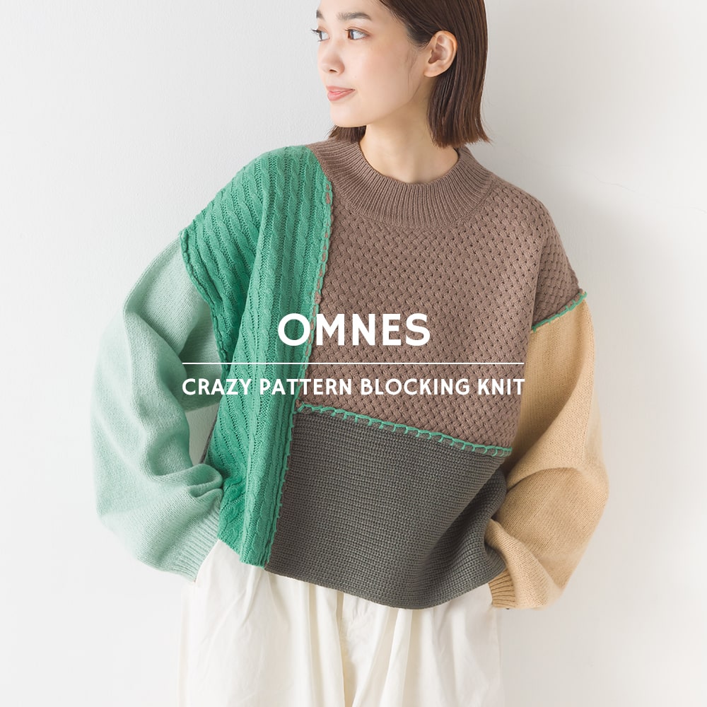 OMNES】クレイジーパターンブロッキングニットプルオーバー[品番