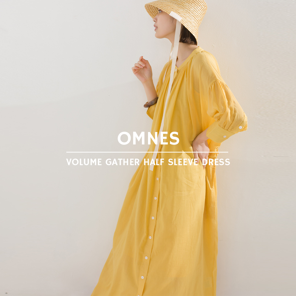 OMNES】ぽわん袖スキッパーカフタンワンピース[品番：HPTW0001020