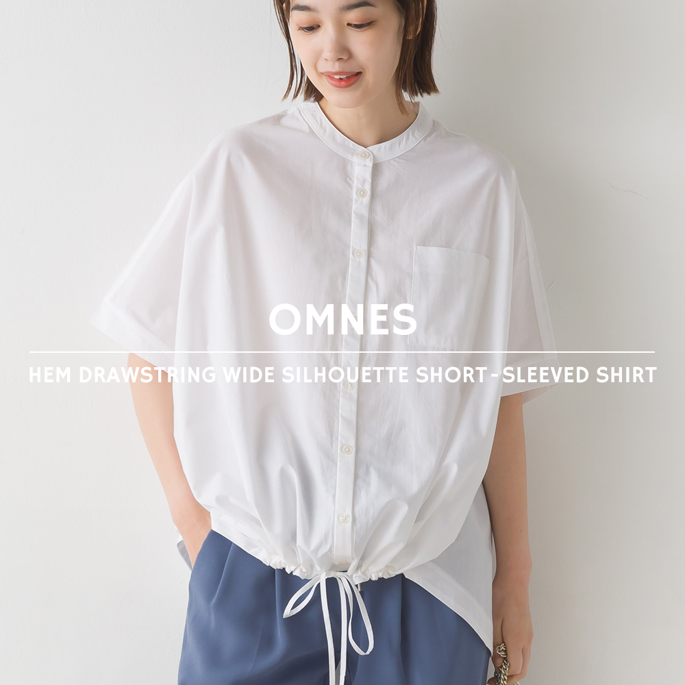 OMNES】裾ドロストワイドシルエット半袖シャツ[品番：HPTW0001010