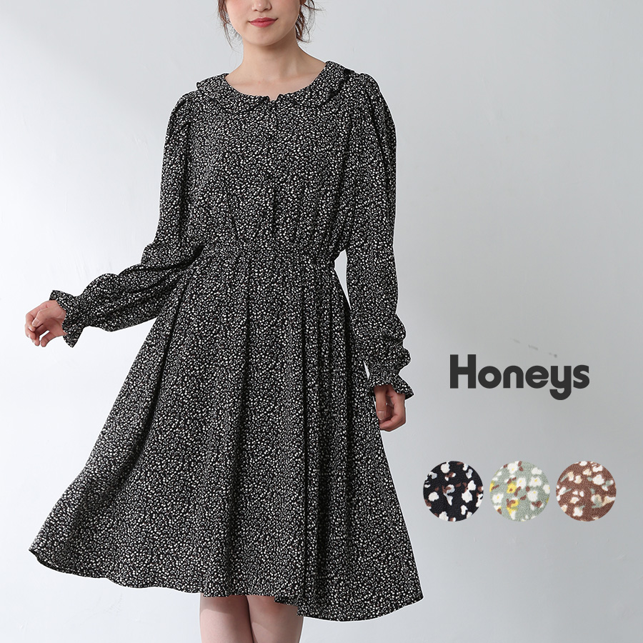 ワンピース 長袖 フリル衿 品番 Hnsw Honeys ハニーズ のレディースファッション通販 Shoplist ショップリスト