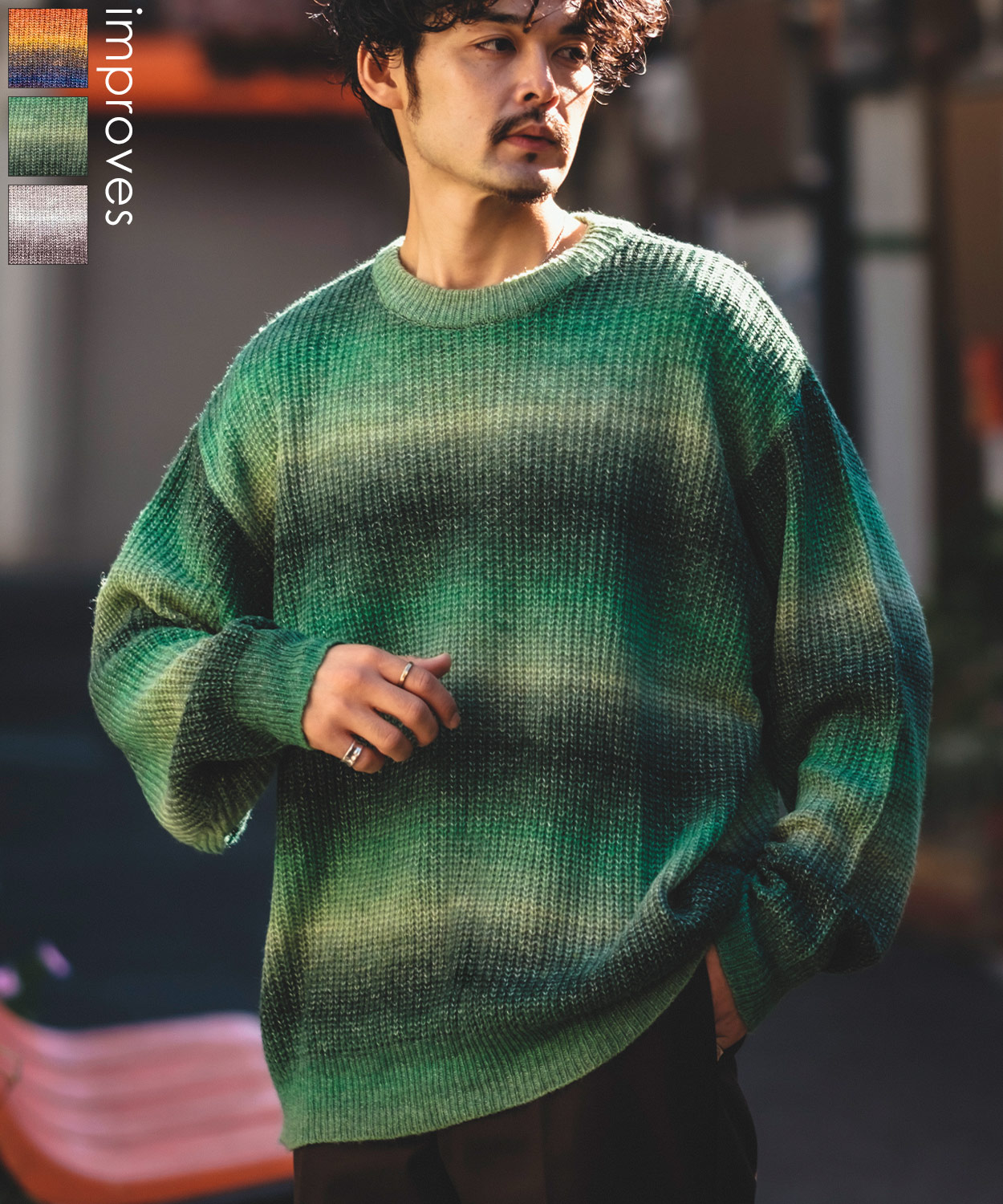 [STUCY]キャリーロゴニットセーター男女共用男性衣類グリーン S