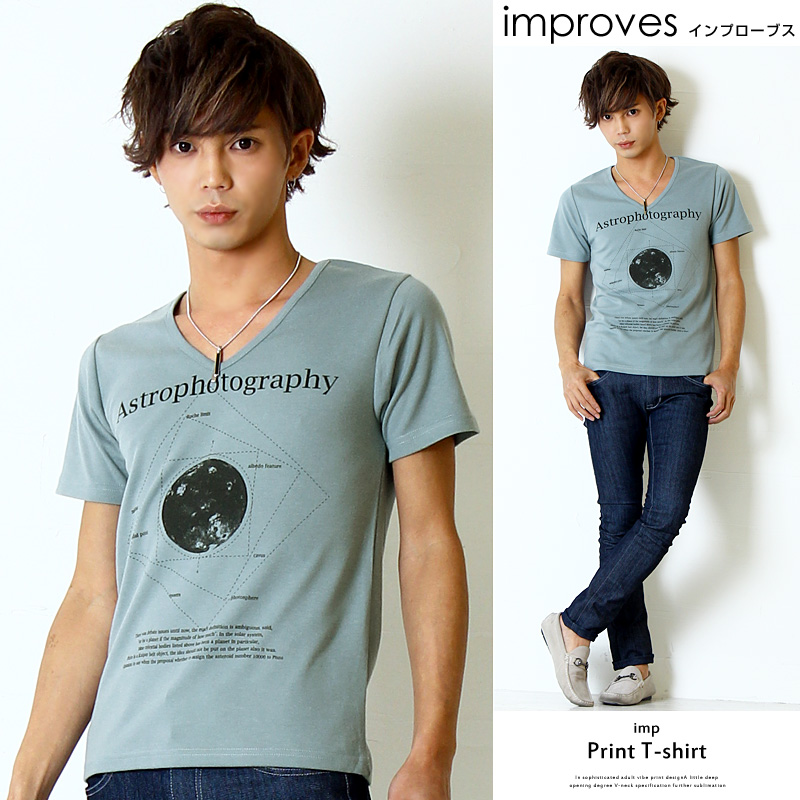 VネックTシャツ【 imp インプ】Vネック プリント 半袖T シャツ メンズファッション トップス Tシャツ 半袖Tシャツ 半袖Vネック メンズ OFF improves imp[品番