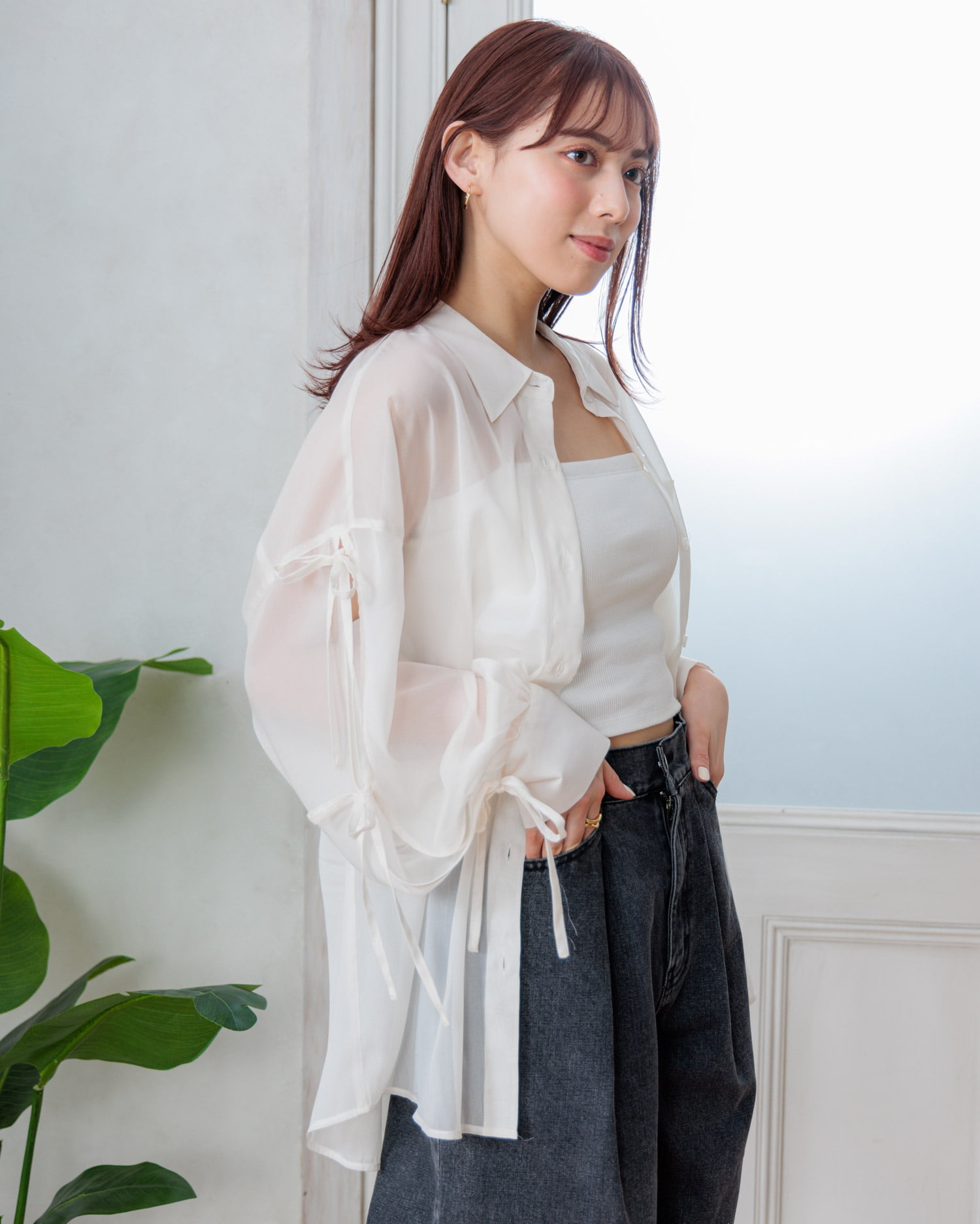 袖リボンラメシアーSH 春 SS[品番：INGW0009866]｜INGNI （イング）の 