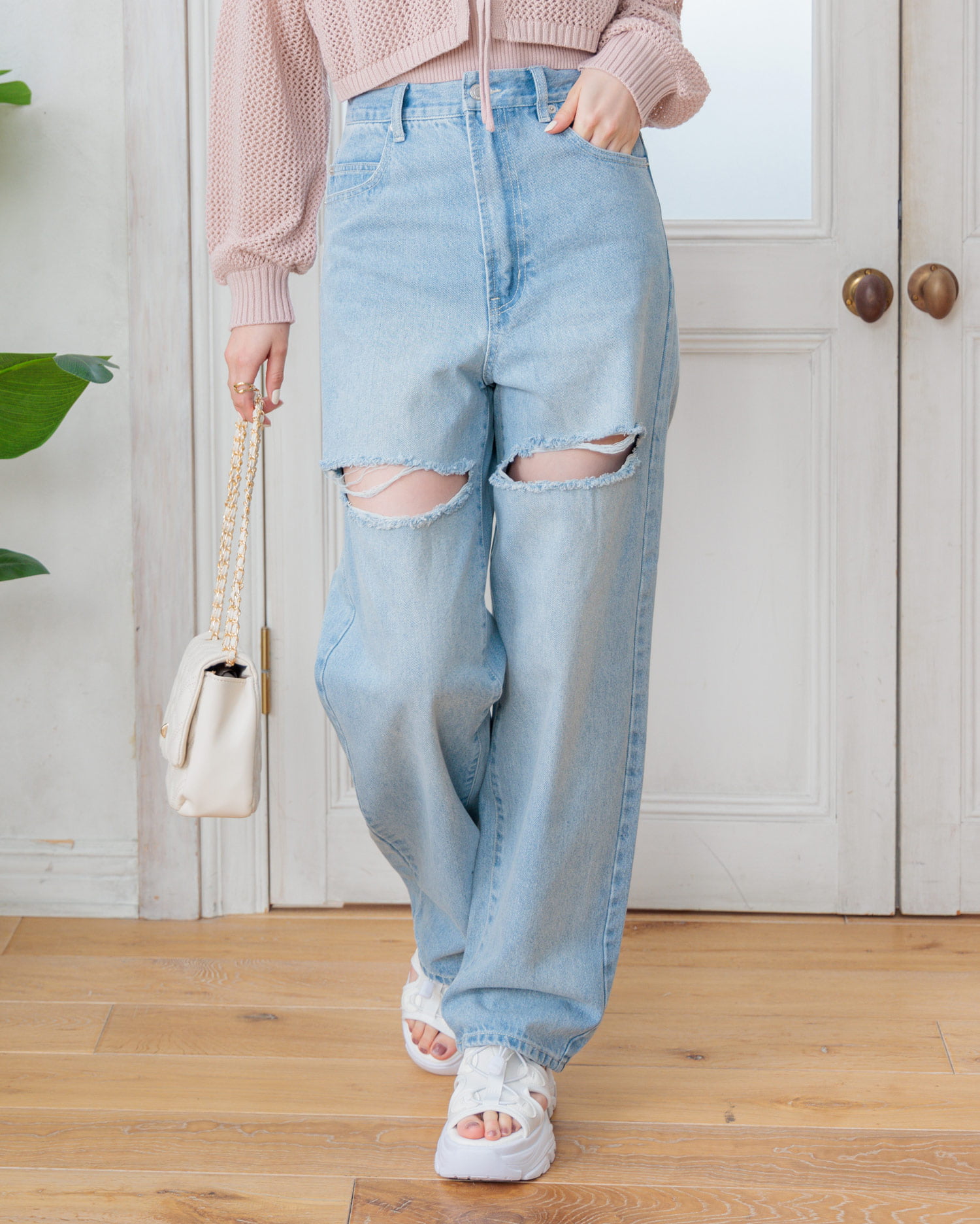 ニークラッシュデニムパンツ 春 SS[品番：INGW0009825]｜INGNI  （イング）のレディースファッション通販｜SHOPLIST（ショップリスト）