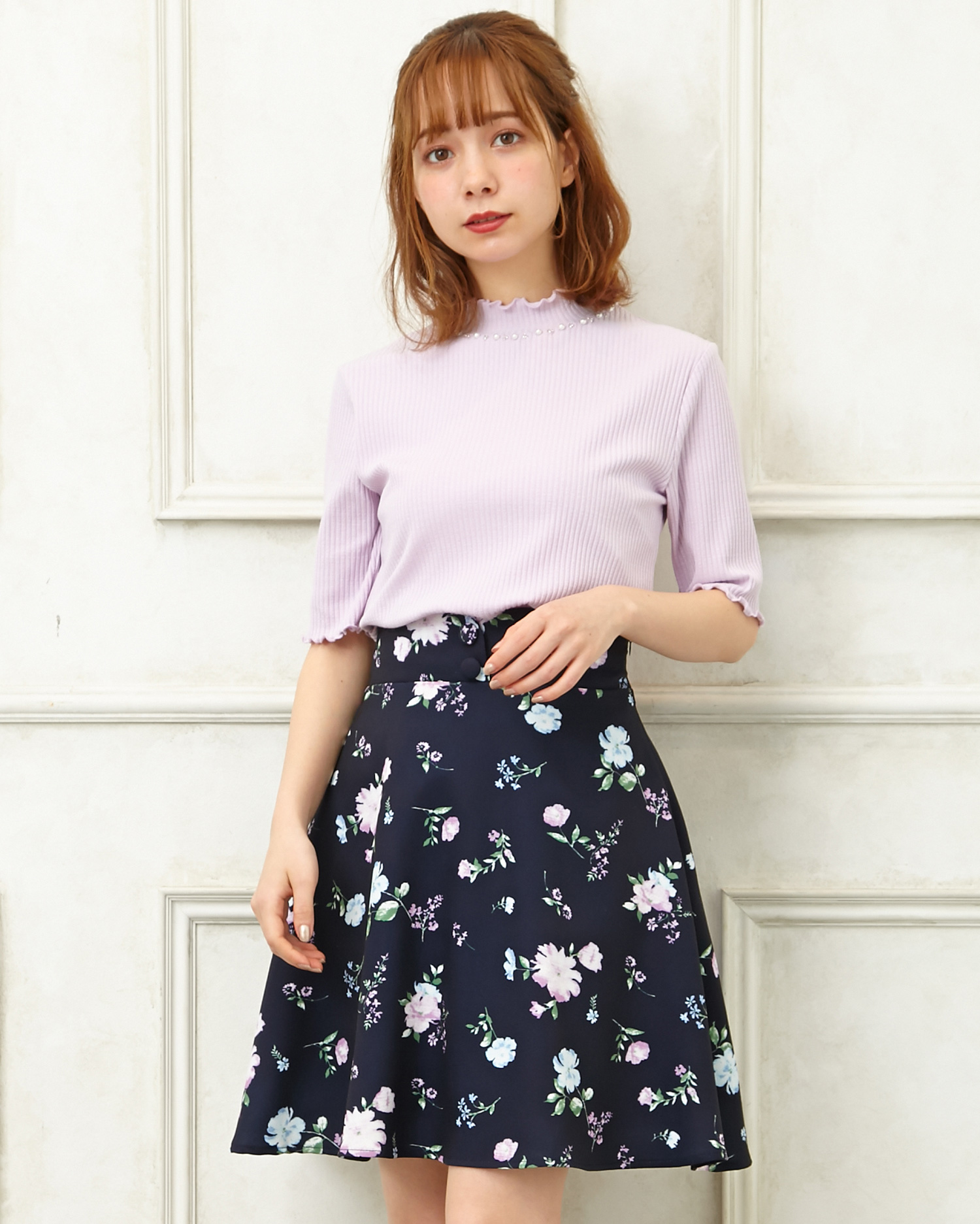 □INGNI 花柄スカート - ひざ丈スカート
