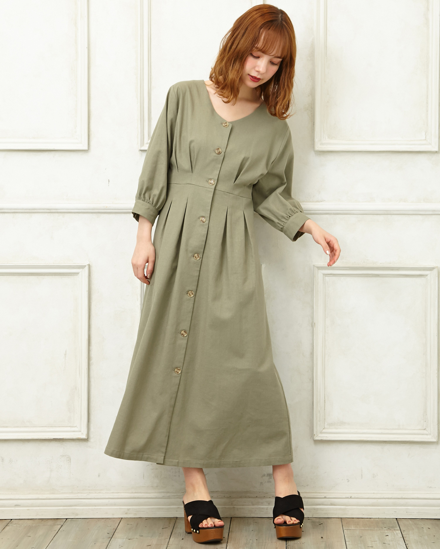 Vネック前釦rtc麻 ガウン 品番 Ingw Ingni イング のレディースファッション通販 Shoplist ショップリスト