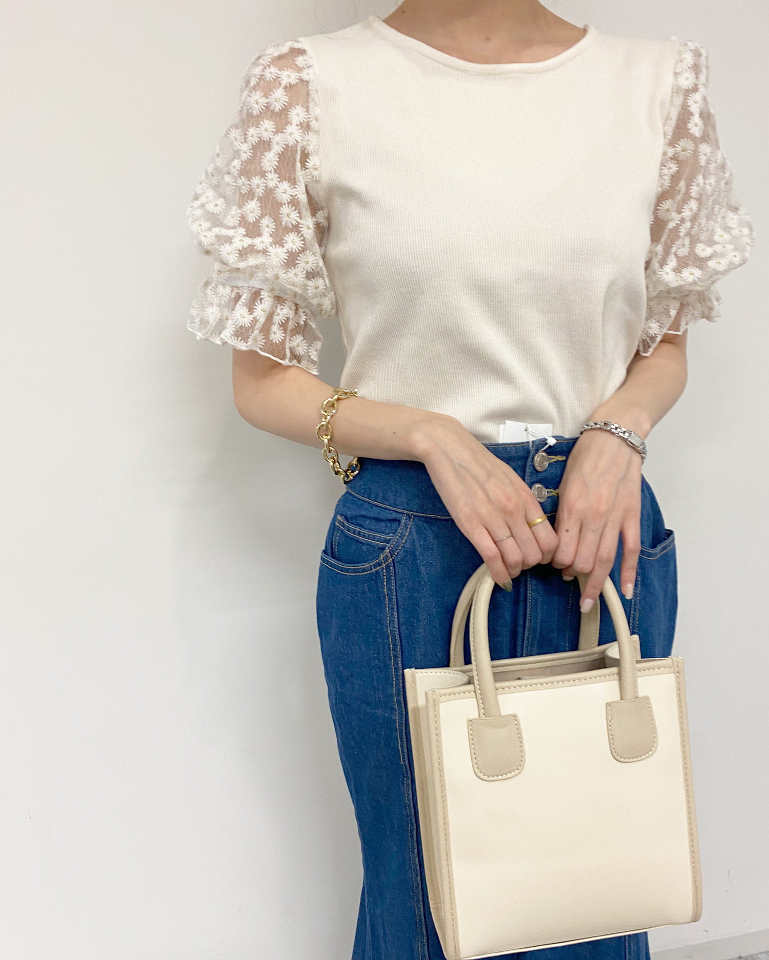 袖刺繍レースリブTOPS [品番：INGW0007193]｜INGNI （イング）の