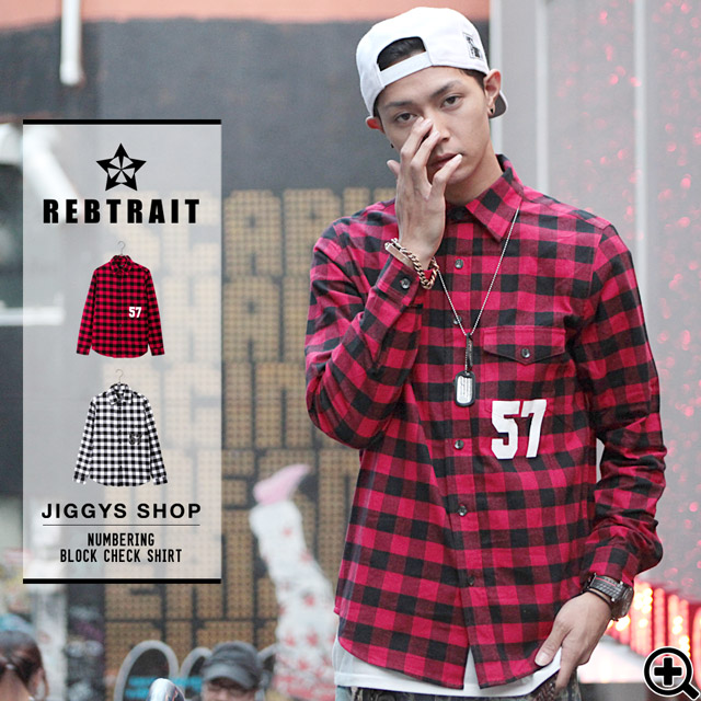 ◇REBTRAIT ナンバリングブロック チェックシャツ◇シャツ[品番 