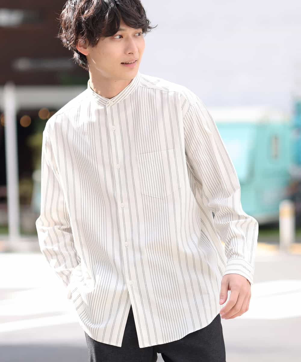 ストライプバンドカラーシャツ[品番：ITKW0015866]｜a.v.v【MEN】（アーヴェヴェ）のメンズファッション通販｜SHOPLIST（ショップリスト）