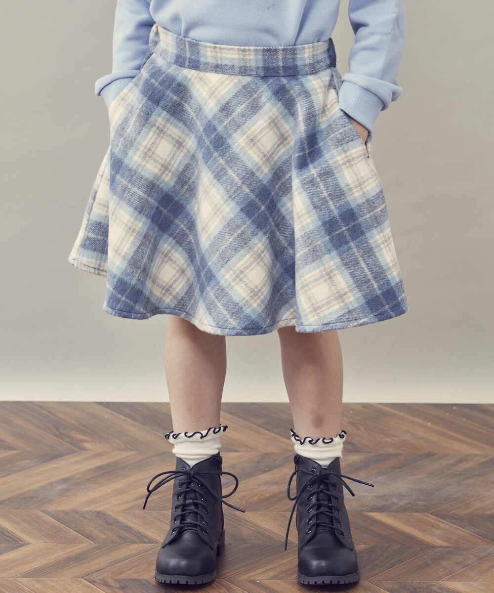 160]シャギーチェックフレアスカート[品番：ITKW0006870]｜a.v.v【KIDS  