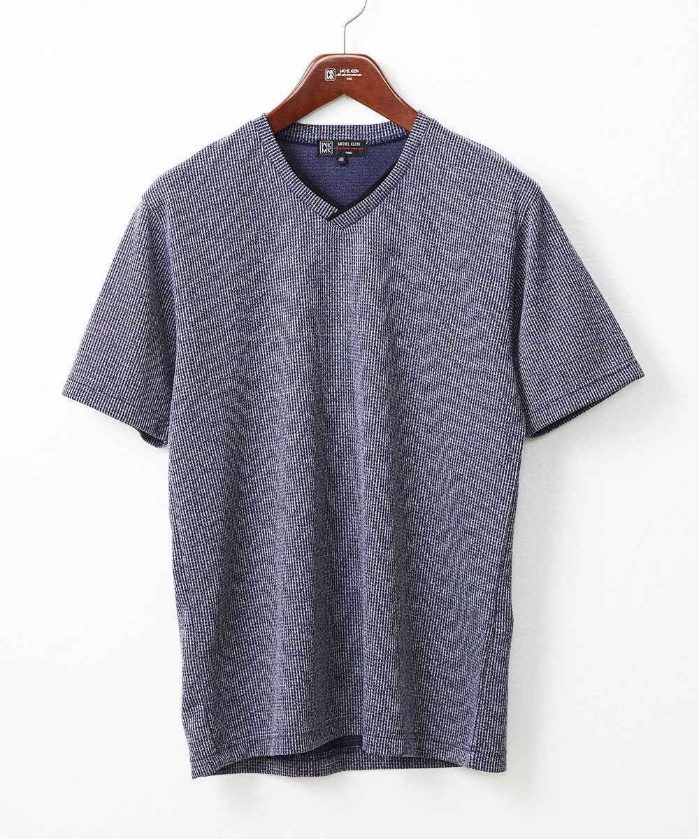 ON/OFF対応】VネックTシャツ/メランジワッフル[品番：ITKW0018591]｜MK 