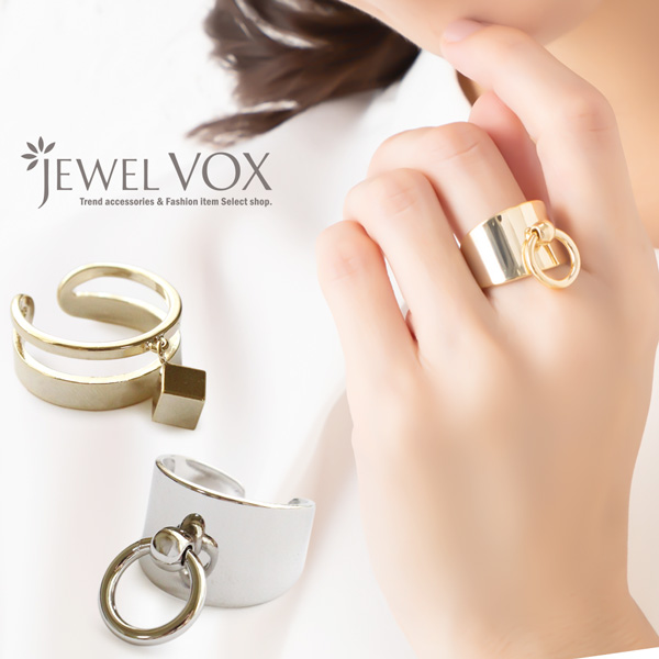 フープ キューブ チャーム付き デザイン リング レディース リング 指輪 重ね着け ゴールド シルバー ギフトプレゼントレディース 女性 結婚式 カジュアル パーティードレス アクセサリー 品番 Vx Jewel Vox ジュエルヴォックス のレディース