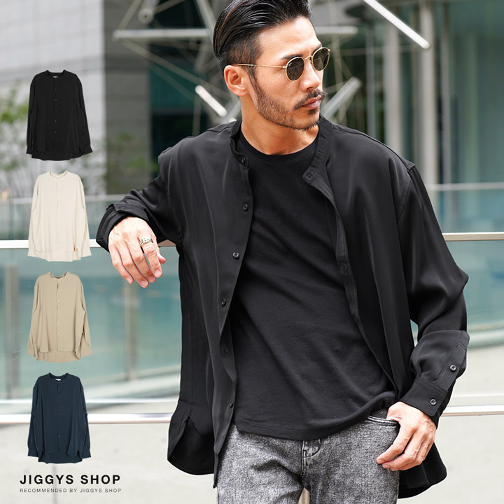 ◆ポリトロバンドカラーシャツ◆長袖シャツ メンズ カジュアルシャツ[品番：JG000014044]｜JIGGYS  SHOP（ジギーズショップ）のメンズファッション通販｜SHOPLIST（ショップリスト）