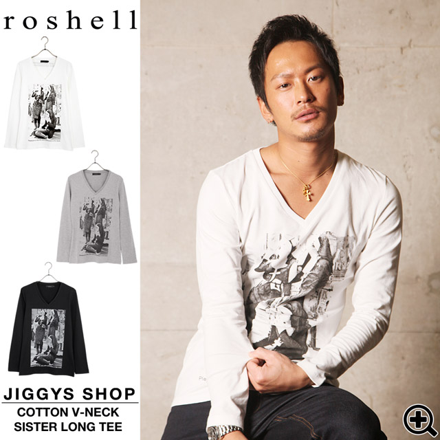 ◆roshell コットンVネックシスターロンT◆お兄系 Men[品番：JG000006467]｜JIGGYS  SHOP（ジギーズショップ）のメンズファッション通販｜SHOPLIST（ショップリスト）