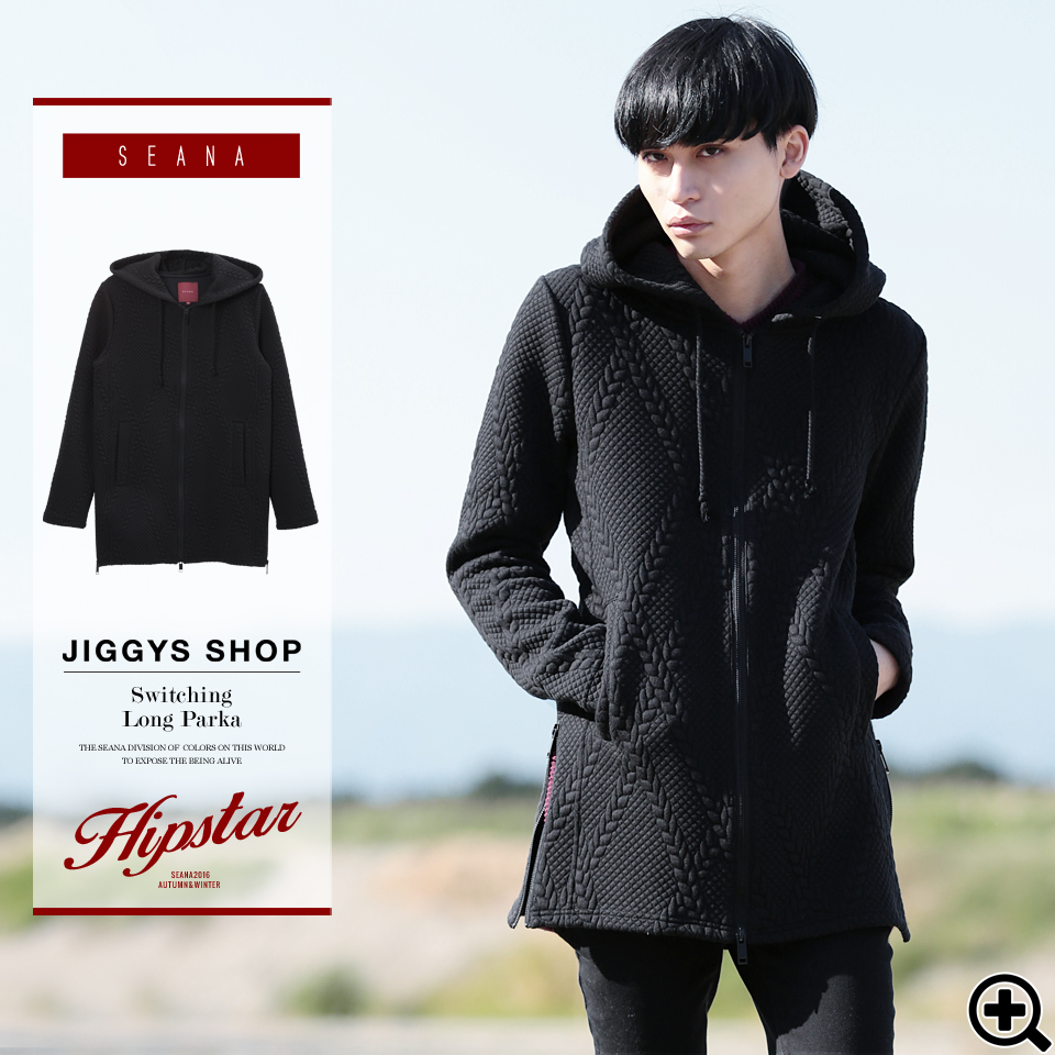 ◆SEANA 切り替えロングパーカー◆パーカー ヴィジュアル系[品番：JG000009055]｜JIGGYS  SHOP（ジギーズショップ）のメンズファッション通販｜SHOPLIST（ショップリスト）