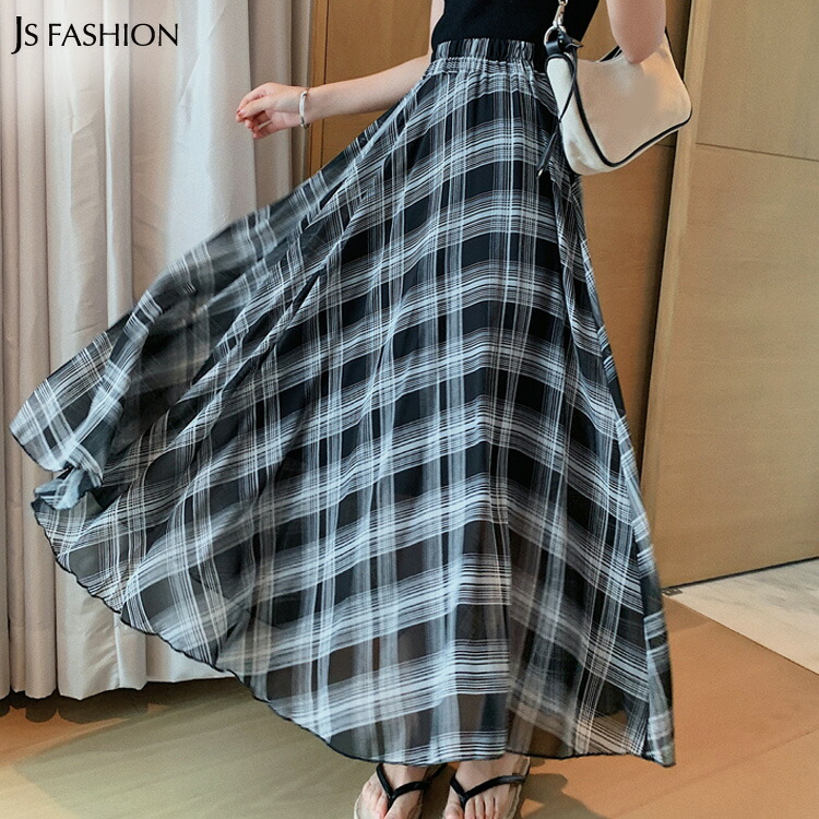 ロングスカート チェック柄 シフォン 品番 Jsfw Js Fashion ジェーエスファッション のレディースファッション 通販 Shoplist ショップリスト
