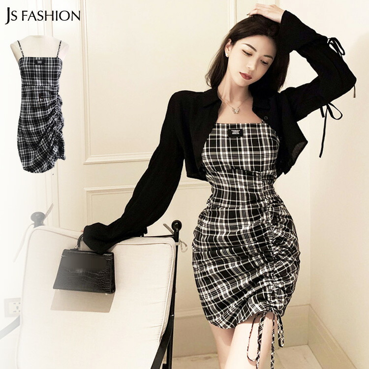 チェック柄キャミワンピース ミニワンピース タイトライン[品番：JSFW0008843]｜JS  FASHION（ジェーエスファッション）のレディースファッション通販｜SHOPLIST（ショップリスト）