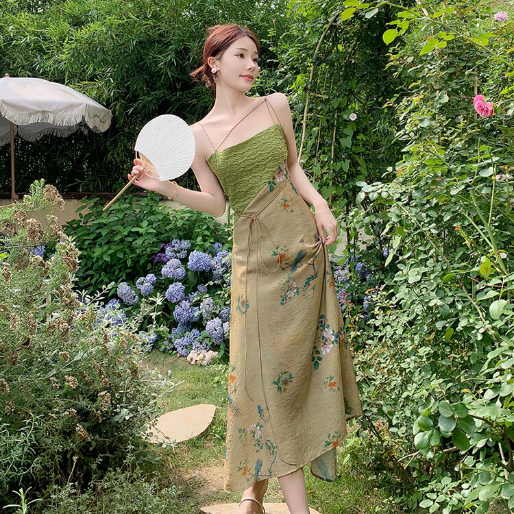 リゾートワンピ 鳥柄 花柄[品番：JSFW0010421]｜JS FASHION（ジェー