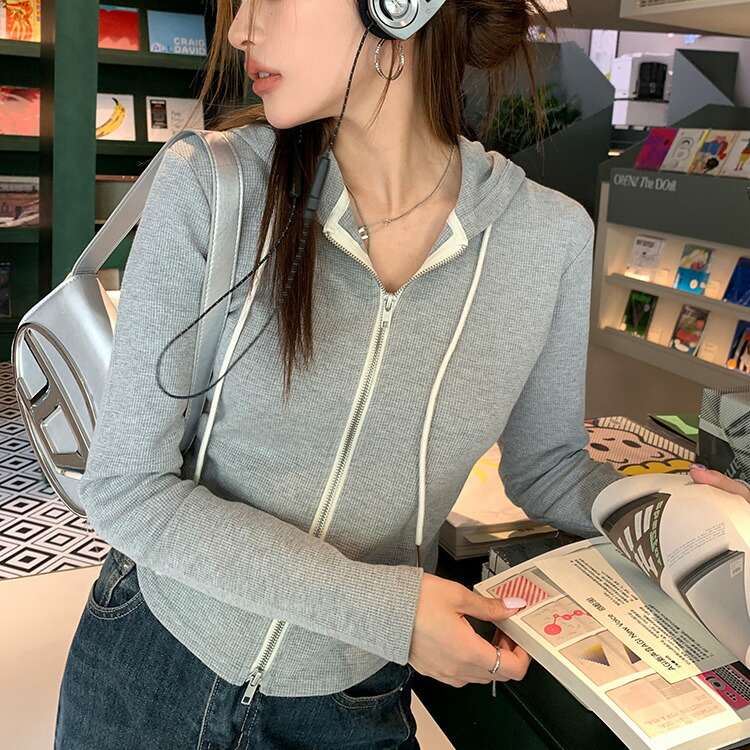 ショート丈 パーカー 全2色[品番：JSFW0012959]｜JS  FASHION（ジェーエスファッション）のレディースファッション通販｜SHOPLIST（ショップリスト）