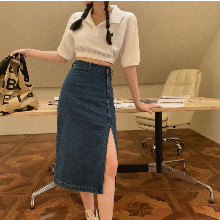 デニムスカート 前スリット タイトスカート[品番：JSFW0013108]｜JS  FASHION（ジェーエスファッション）のレディースファッション通販｜SHOPLIST（ショップリスト）