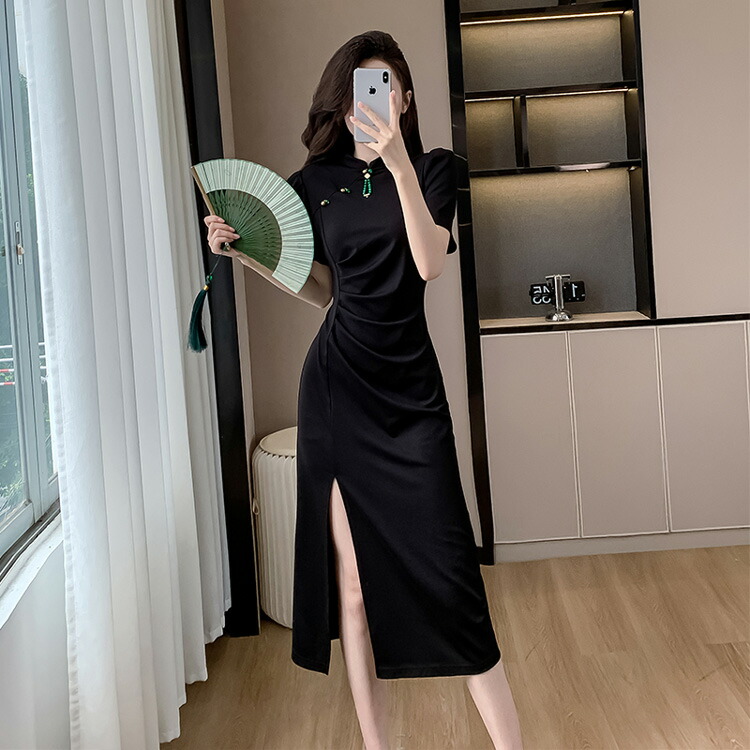 パーティードレス チャイナドレス風 パフスリーブ[品番：JSFW0013540]｜JS  FASHION（ジェーエスファッション）のレディースファッション通販｜SHOPLIST（ショップリスト）