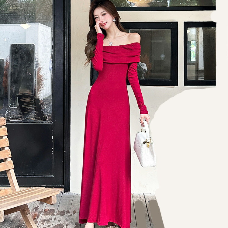 オフショルダー ロングワンピース 全4色[品番：JSFW0014300]｜JS  FASHION（ジェーエスファッション）のレディースファッション通販｜SHOPLIST（ショップリスト）