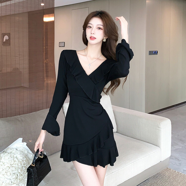 Aラインワンピース ミニ丈 Vネック[品番：JSFW0014131]｜JS  FASHION（ジェーエスファッション）のレディースファッション通販｜SHOPLIST（ショップリスト）