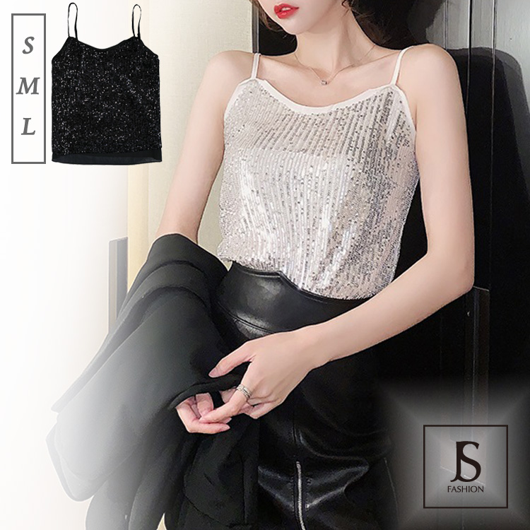 キャミトップス 全2色 スパンコール[品番：JSFW0007245]｜JS FASHION