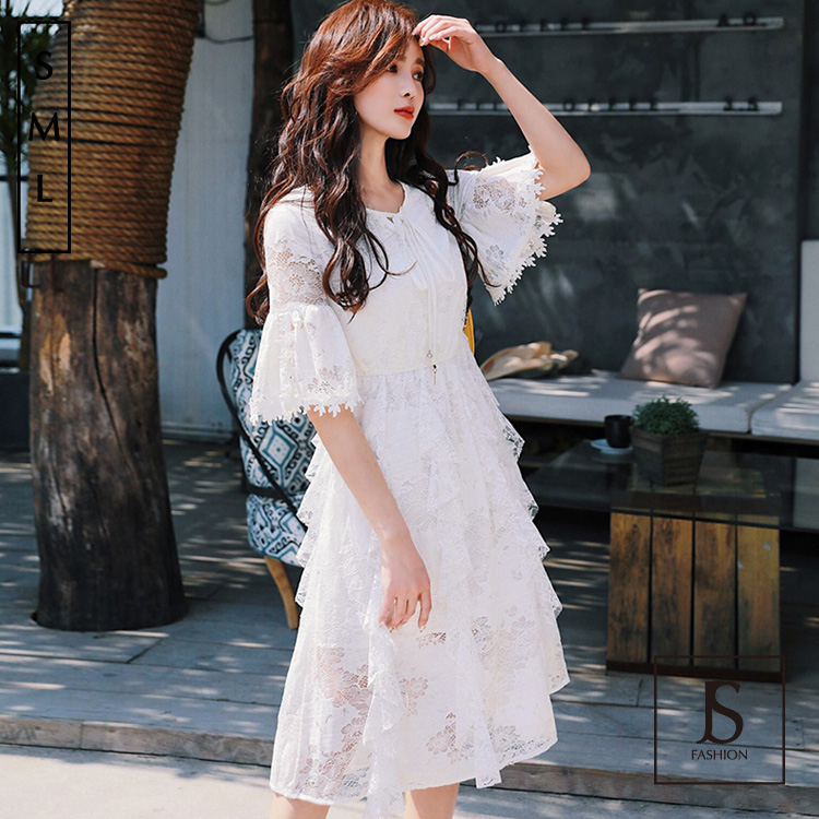 白ワンピース パーティードレス レースフリル施し 品番 Jsfw Js Fashion ジェーエスファッション のレディースファッション通販 Shoplist ショップリスト