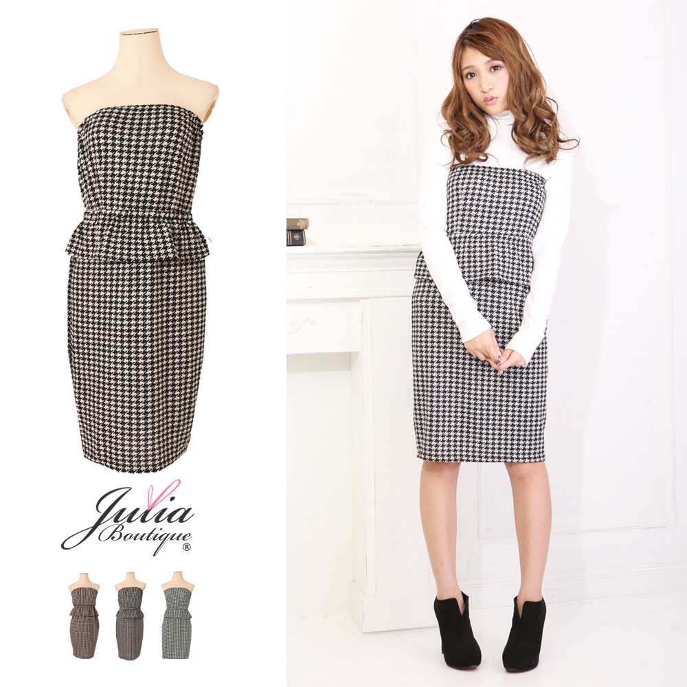 千鳥柄ニットペプラムベアワンピース レディース タイトワンピース 品番 Ba Julia Boutique ジュリアブティック のレディースファッション通販 Shoplist ショップリスト