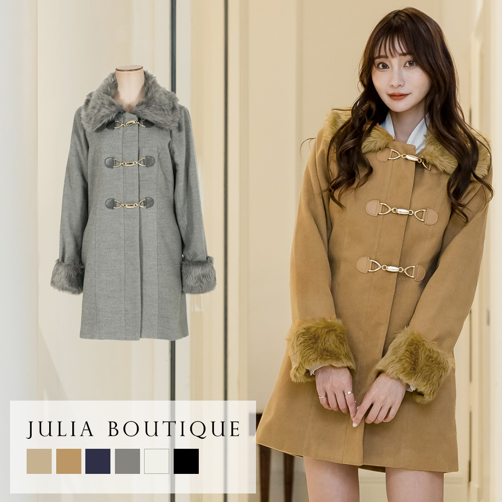 フェイクファー＆GOLDビット付上質ウールタッチダッフルコートアウター [品番：BA000003291]｜JULIA  BOUTIQUE（ジュリアブティック）のレディースファッション通販｜SHOPLIST（ショップリスト）