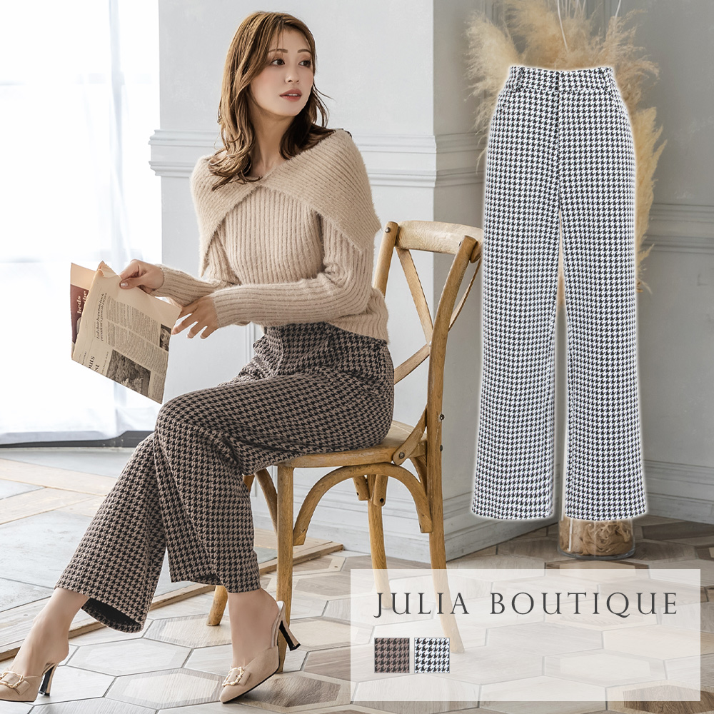 千鳥格子柄ハイウエストストレートパンツ [品番：BA000005344]｜JULIA  BOUTIQUE（ジュリアブティック）のレディースファッション通販｜SHOPLIST（ショップリスト）