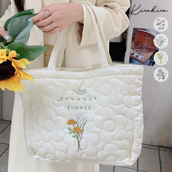 花刺繍キルティングトートバッグ かばん 鞄[品番：IK000007294]｜kirakiraShop  （キラキラショップ）のレディースファッション通販｜SHOPLIST（ショップリスト）