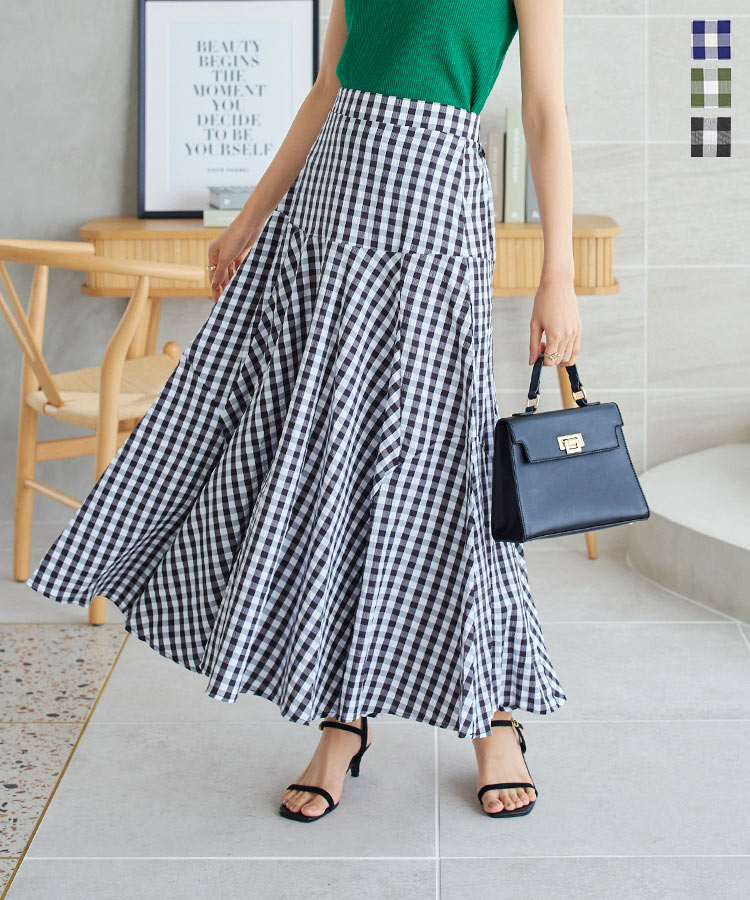 チェック柄ボリュームスカート［M3660］[品番：KO000012934]｜KOBE  