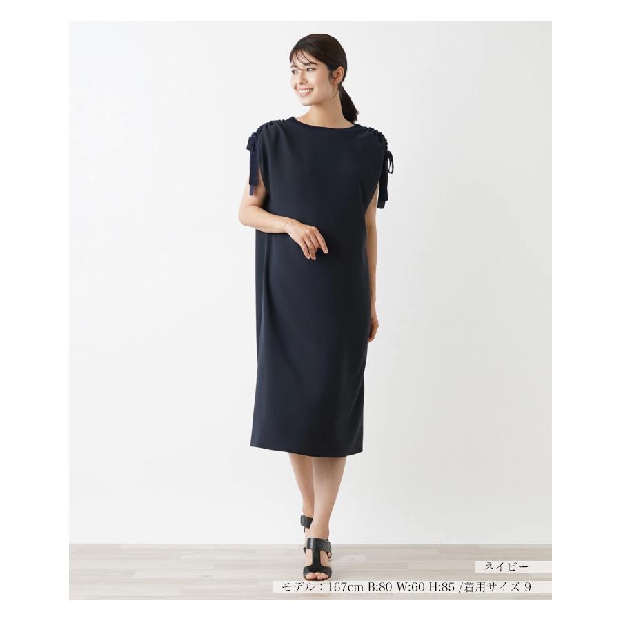 く日はお得♪ 新品】定価57,200円レリアン半袖ロングワンピース ネイビー13＋ ワンピース