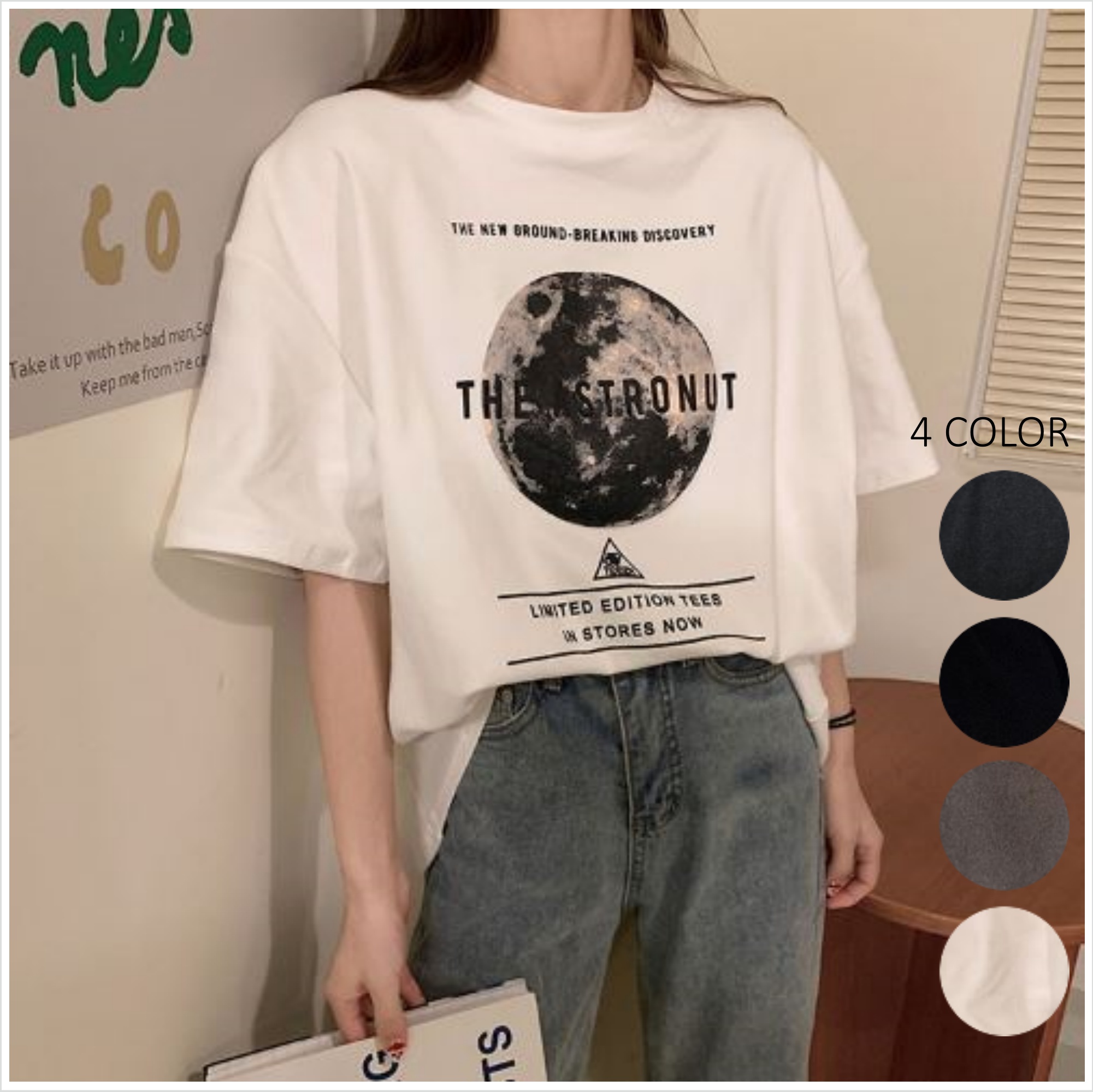 価格 韓国 フォトグラフィック プリント ビッグシルエット Tシャツ