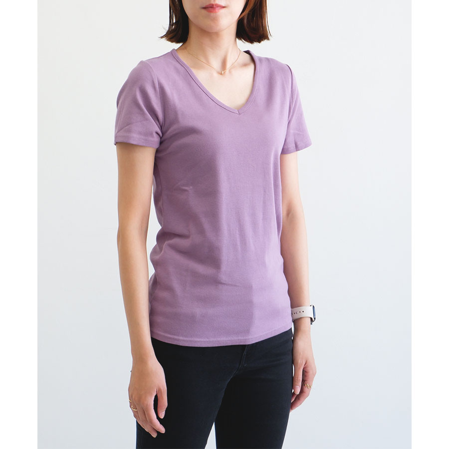 ラベンダー】【在庫限り】コットン100％半袖VネックTシャツ [品番：LOSW0008736]｜CLOTHY（クロシィ）のレディースファッション通販｜SHOPLIST（ショップリスト）