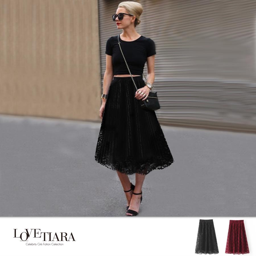 16秋冬新作 こっくりカラーレース プリーツロングミディスカート 品番 Lv Lovetiara ラブティアラ のレディースファッション通販 Shoplist ショップリスト