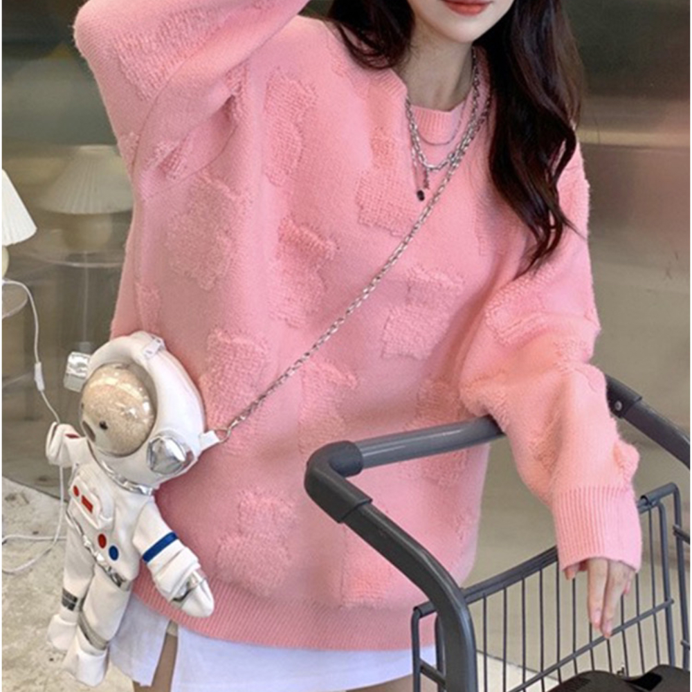 新品韓国BONNIEレディースニットトップスピンクセーター