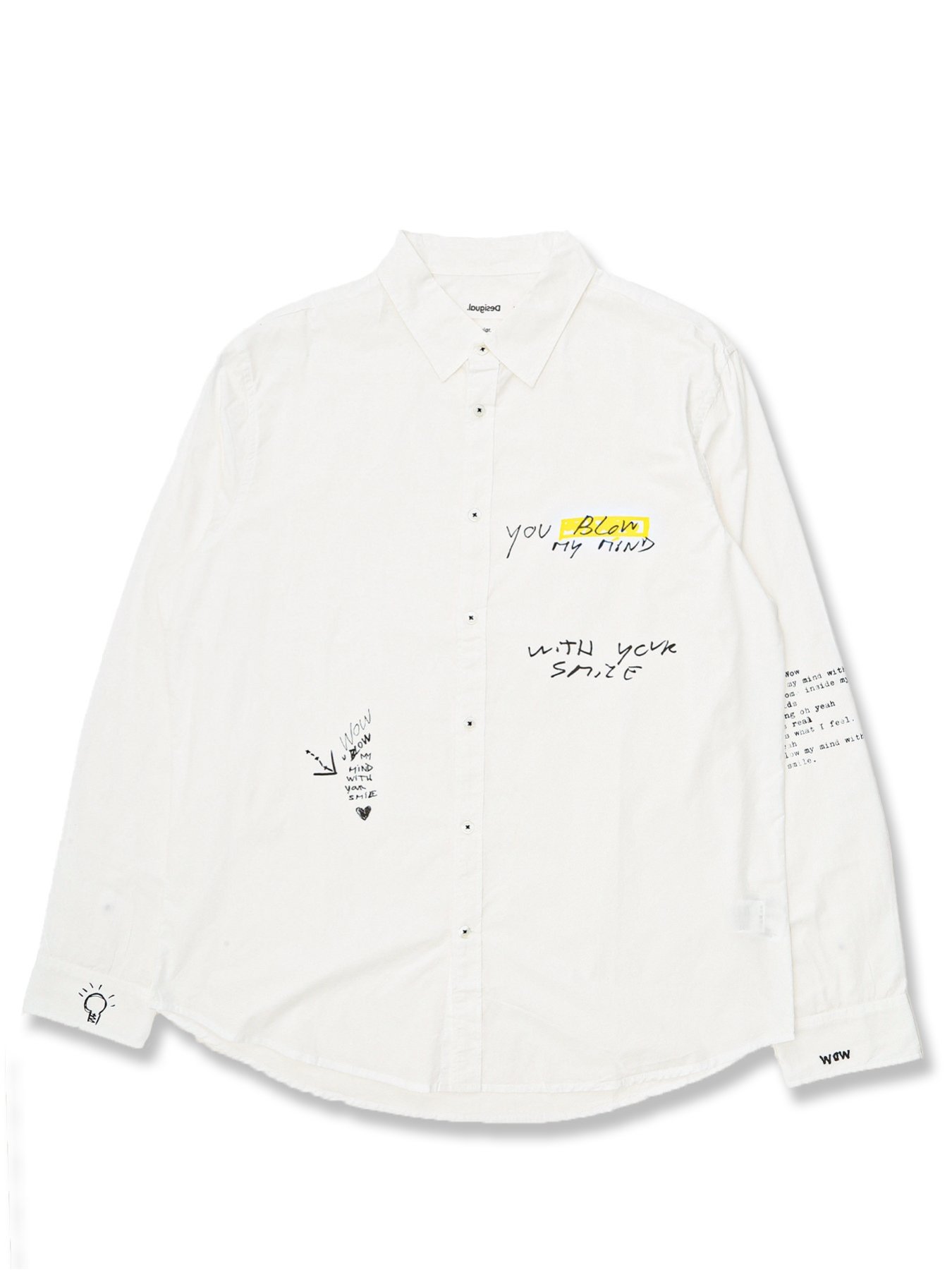 大きいサイズ】デシグアル/Desigual メッセージ刺繍 長袖シャツ[品番