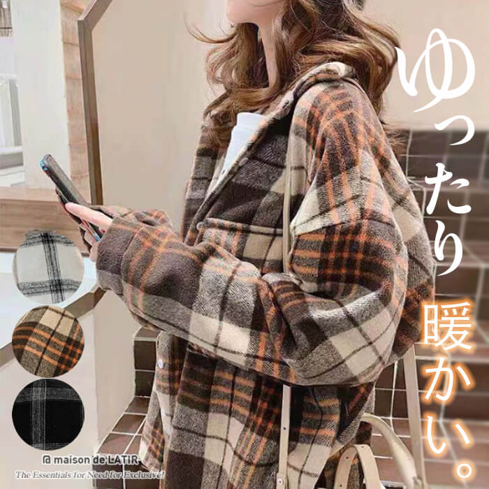 ゆったりオーバーサイズチェック柄ブルゾン[品番：MSDL0001493 