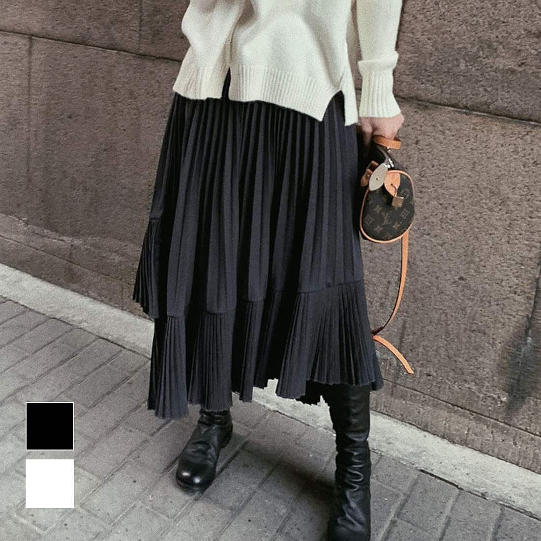 大胆なシルエットが華やかなランダムプリーツロングスカート 大人 上品[品番：MSDL0002802]｜maison de  LATIR（メゾンドラティール）のレディースファッション通販｜SHOPLIST（ショップリスト）