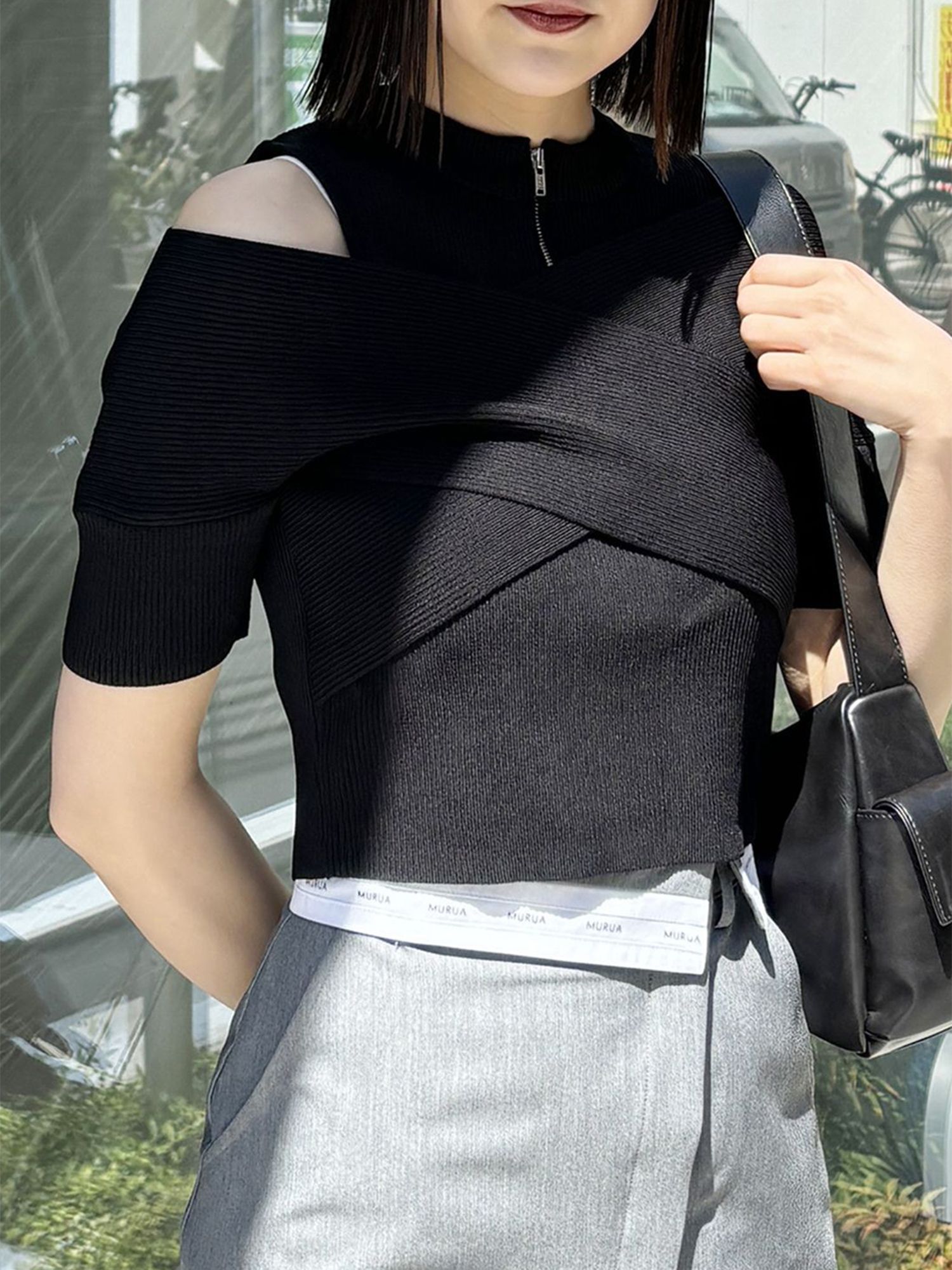 ジップカシュクールニット[品番：MKSW0058833]｜MURUA（ムルーア）の  