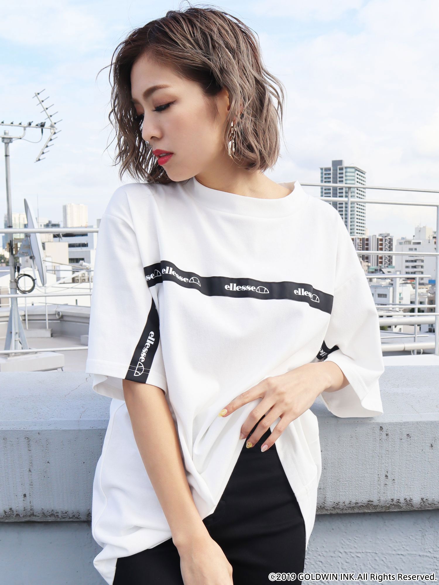 【EMODA×ellesse】ラインロゴバルキーTシャツ[品番：MKSW0022796]｜EMODA（エモダ）のレディースファッション通販｜SHOPLIST（ショップリスト）