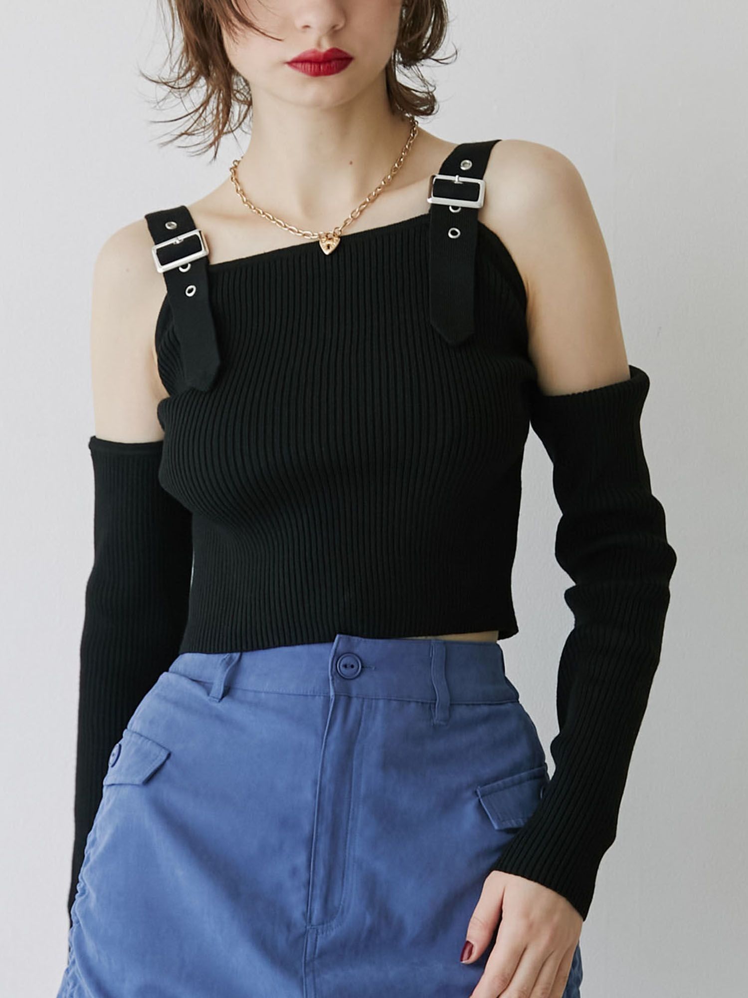 ショルダーベルトカットアウトニット[品番：MKSW0056300]｜jouetie 