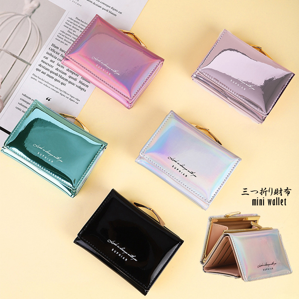 新品★韓国で大人気★がま口財布 三つ折り財布 コンパクトなのに大容量 イエロー