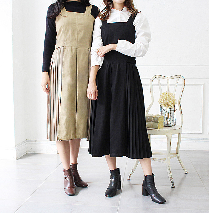 サイドプリーツジャンパースカート[品番：MDRW0004000]｜MODE ROBE 