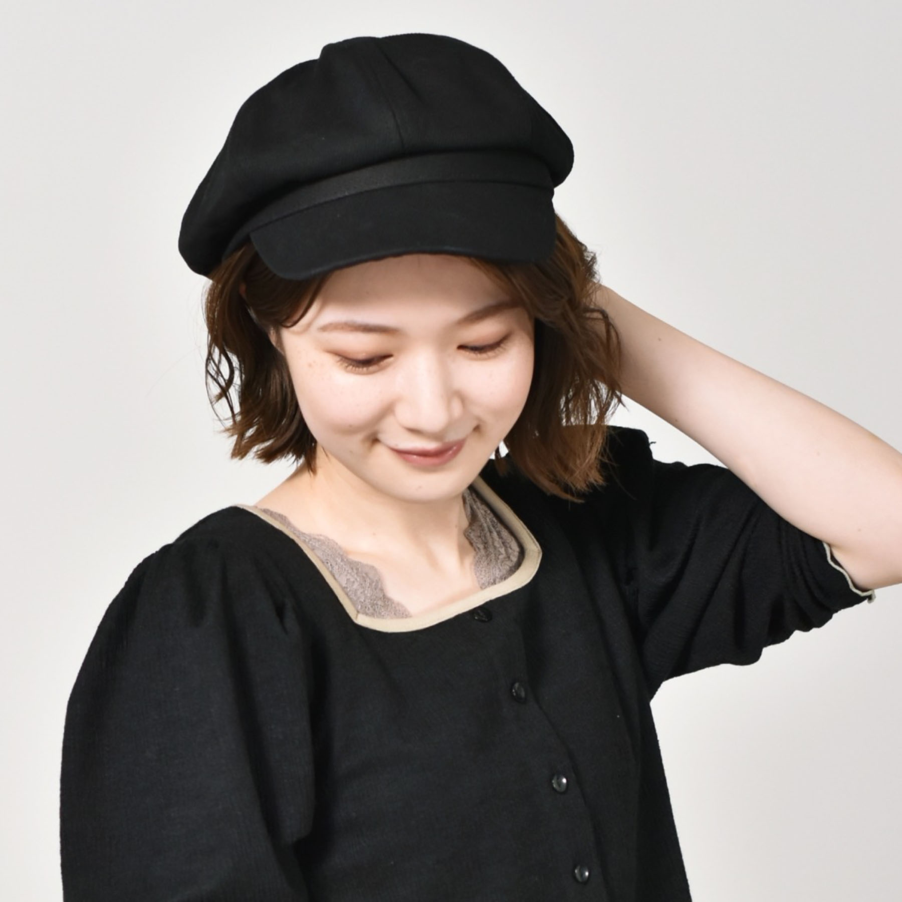casita(RETRO GIRL) カシータ ブラック wool ベレー帽 - ハンチング