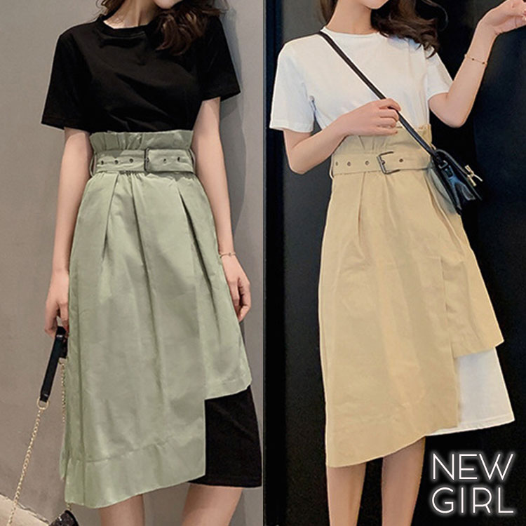 2点セット ドッキングワンピース 半袖 tシャツ 品番 nwgw0000659 newgirl ニューガール のレディースファッション通販 shoplist ショップリスト