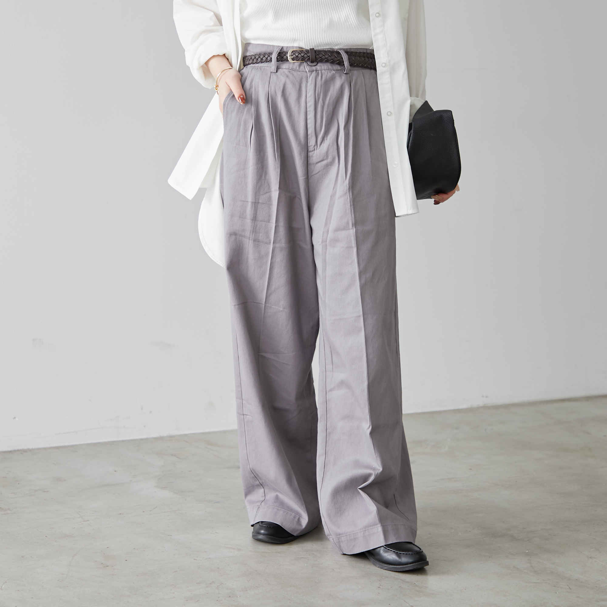 メッシュベルト付ツイルパンツ[品番：NCLW0012520]｜NICE CLAUP OUTLET